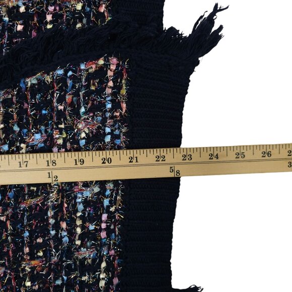 Original USA Open Front Cardigan Women S/M Sparkle Glitz Fringe Ribbon Weave NEW - Picture 6 of 16